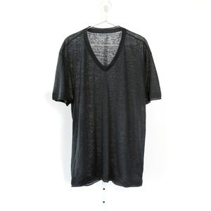 John Varvatos Jersey Trim V-Neck Tee in Black 🏈